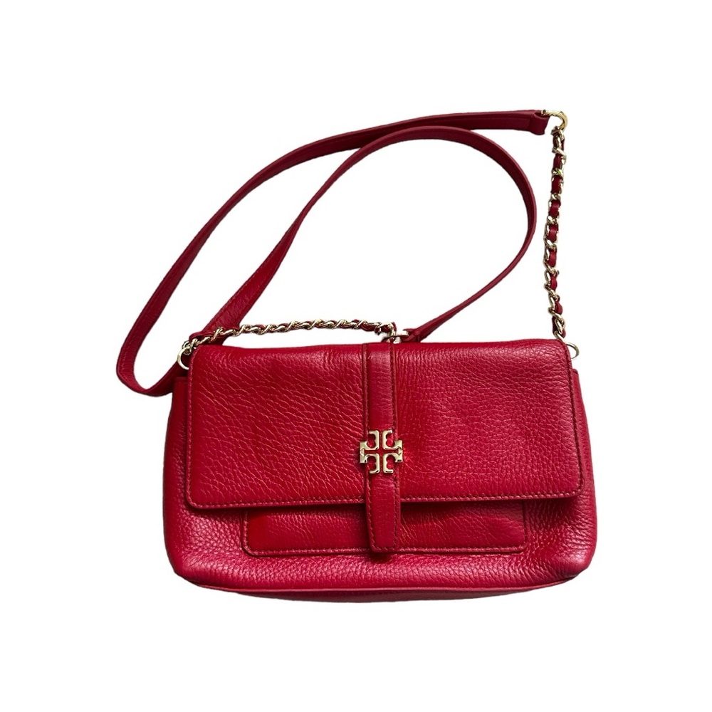 Tory Burch Red Pebble Leather Crossbody Bag